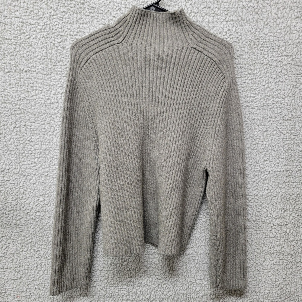 HM Womens Mock Neck Ribbed Knit Sweater Gray Wool Blend Size S